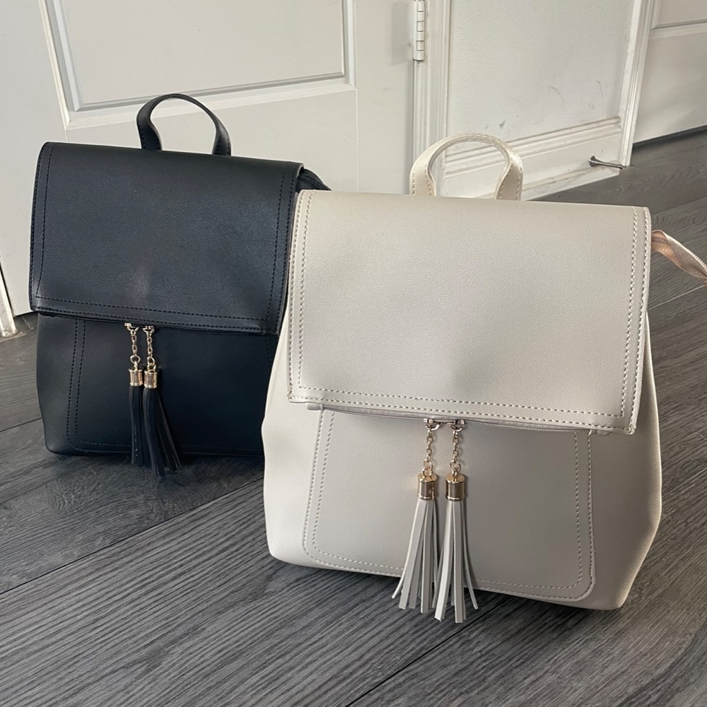 #19 Luxe Vegan Leather Tassel Zipper Back Pack